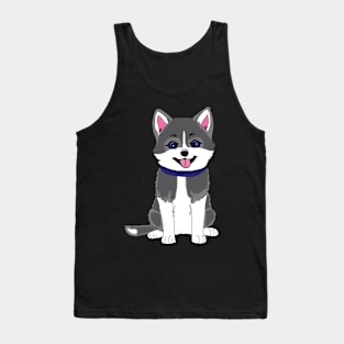 Cute Husky Puppy With Blue Collar Tank Top